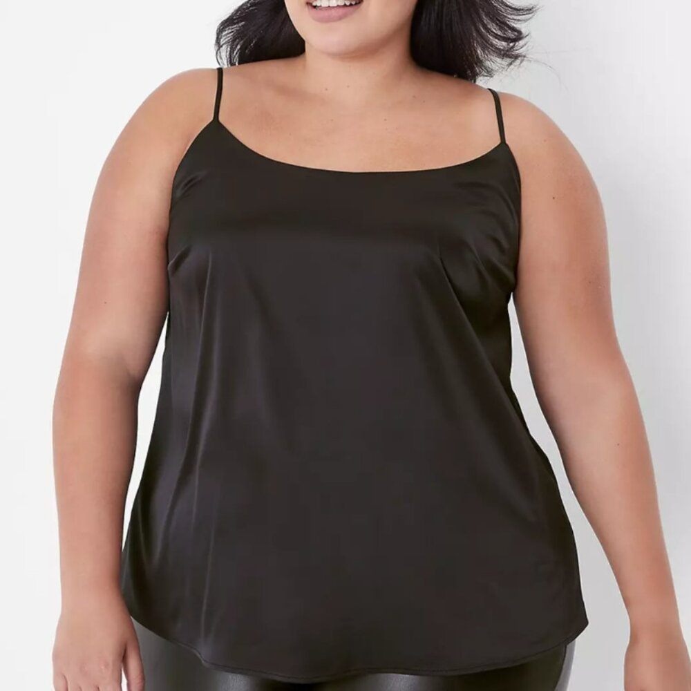 Lane Bryant Black Satin Cami Slinky Blouse Plus Size 20